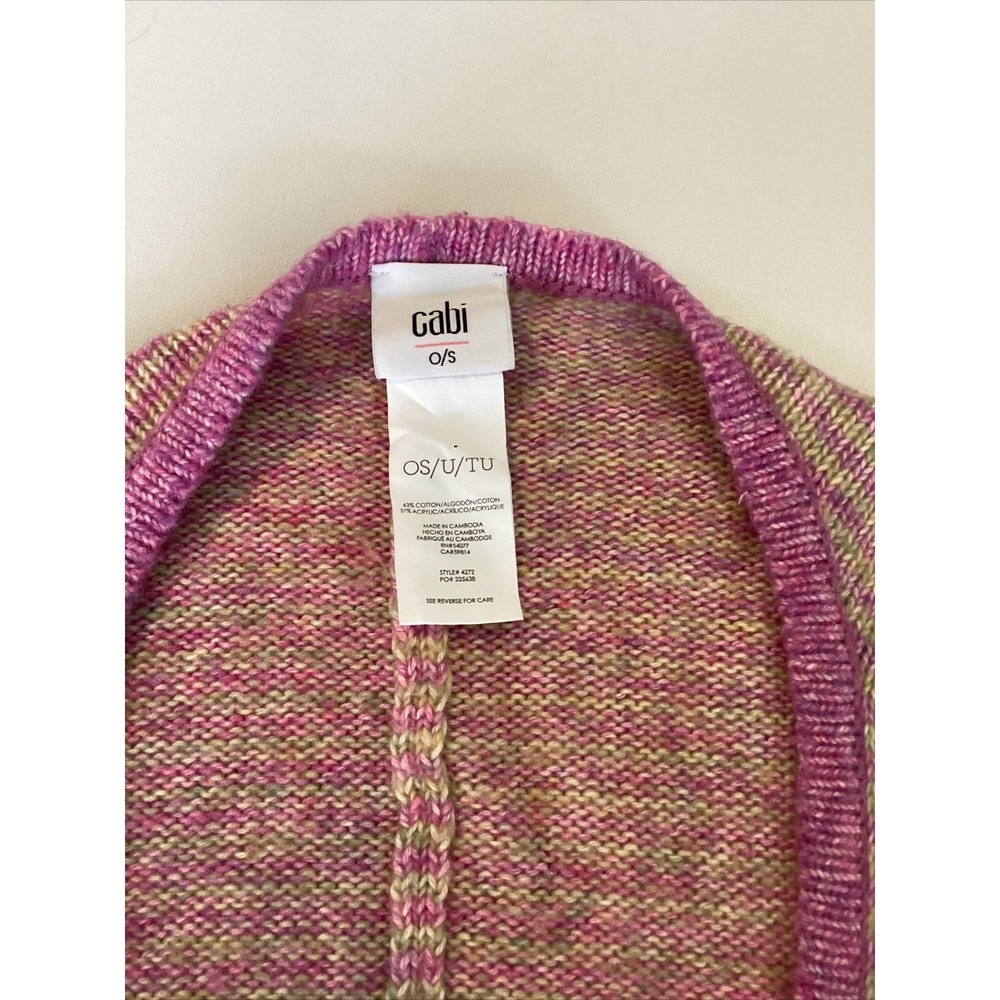 Cabi Sweater Womens One Size Pink Gray Open Poncho Phoebe Buffalo Cottage Core A - Picture 2 of 7